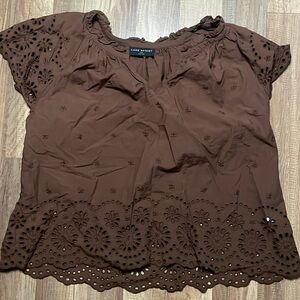 Brown blouse with floral cut out